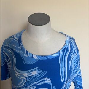 Talbots Blue Swirl Print Short Sleeve Top